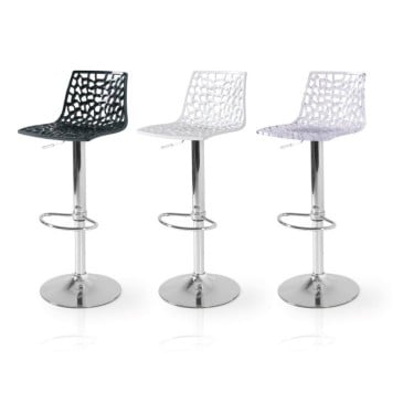 Klass stool with chromed A91 steel base and gas lift with polycarbonate or polypropylene seat