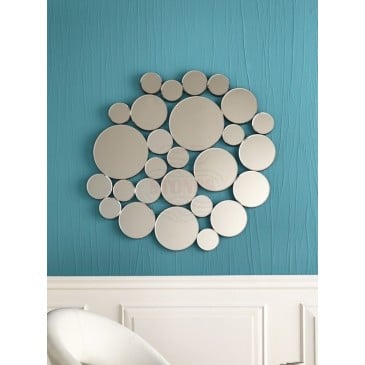 15 Stones line wall mirror with assembled round mirrors. Item dimensions in cm: 98 X 97 H 2