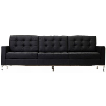 Re-edition of the Florence Knoll 2 and 3 seater sofa upholstered in genuine Italian leather