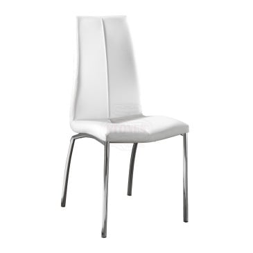 Viva stol med ramme i forkrommet metall dekket i skinnimitasjon tilgjengelig i to forskjellige utførelser