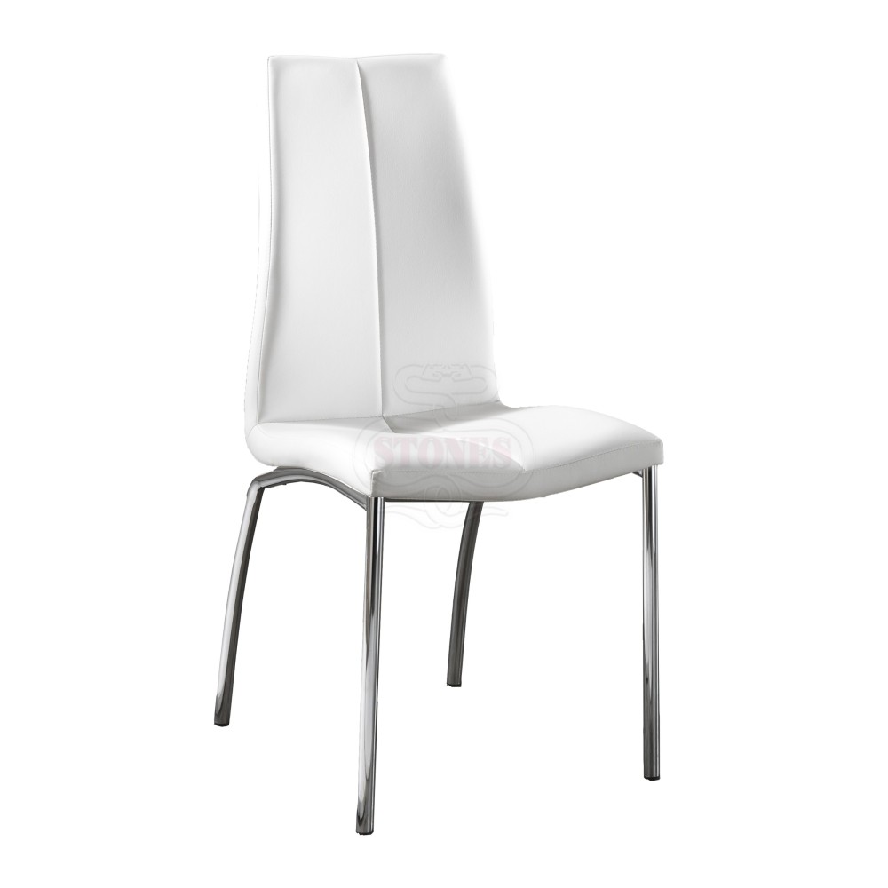Viva chair with chromed metal frame covered with imitation leather available in two different finishes
