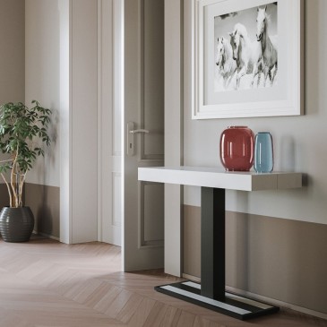 Capital extendable wooden console with metal structure equipped with telescopic structure