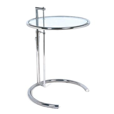 Re-edition of the Eileen Gray coffee table in chromed steel and glass