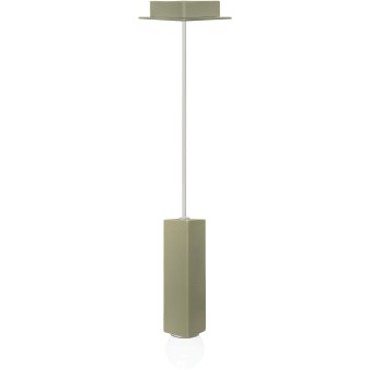 Murales ceiling lamp in square galvanized and painted tubular steel with visible E27 bulb