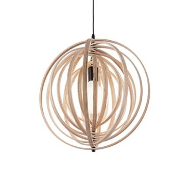 Disco suspension lamp in 3 different finishes such as wood, white or black