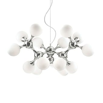 Pendant lamp Nodi Bianco in chromed metal with rotating elements for personalized arrangement 2 sizes available
