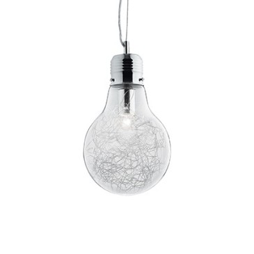 Hanglamp Luce Max in de vorm van een lamp met structuur in metaal en geblazen glas verkrijgbaar in verschillende uitvoeringen