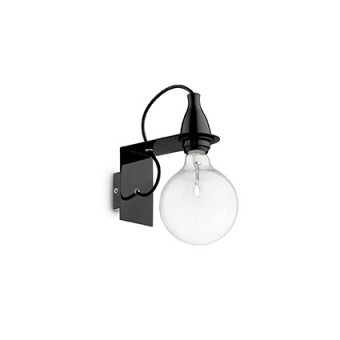 Minimale metalen wandlamp met transparant glas en E 27 lamp