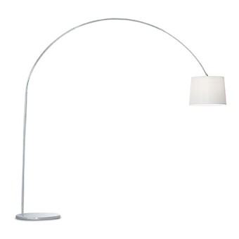 Dorsale floor lamp in chromed metal with white or black pvc lampshade