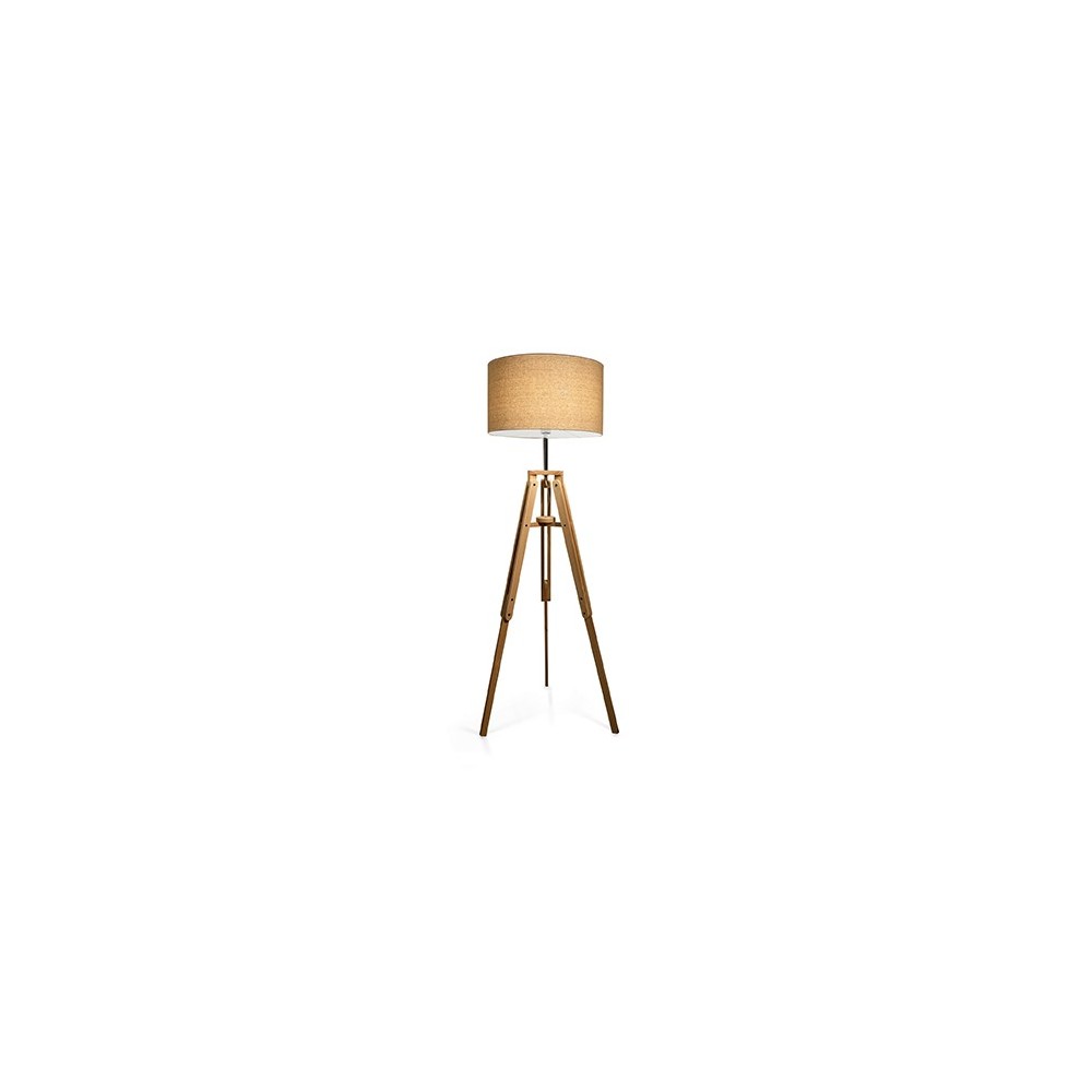 Klimt Floor Lamp In Natural Wood And, Fabric Floor Lamp Shade