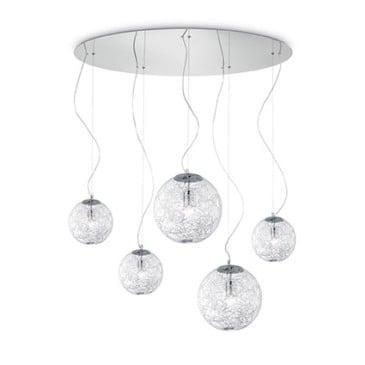 Mapa Max Ceiling Lamp with one or 5 lights with metal structure and blown glass
