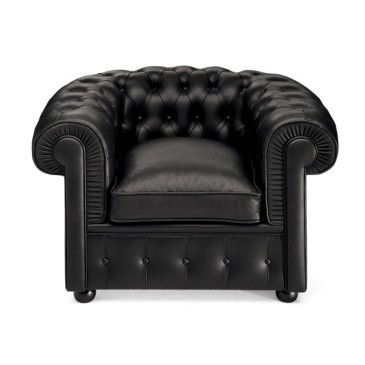 Reedición del sillón Chester de diseño todavía Anónimo en piel auténtica italiana
