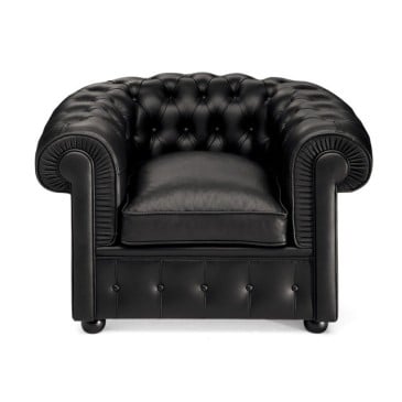 Réédition du fauteuil Chester du design Still Anonymous en véritable cuir italien