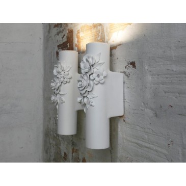 Aplique de pared Capodimonte en cerámica blanca mate. Iluminación de la lámpara 1 x máximo 35 vatios incluidos