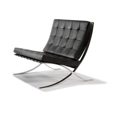 Barcelona Armchair By Mies Van Der Rohe, Black Leather Barcelona Chair