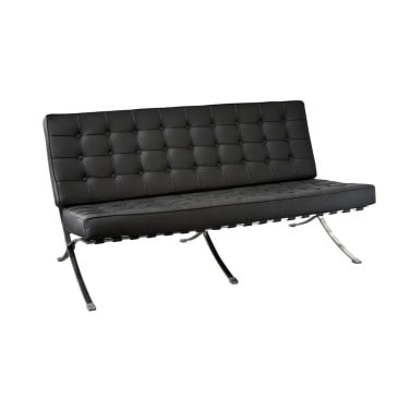 Re-edition of the 2 seater Barcelona Sofa Ludwig Mies van der Rohe in genuine Italian leather
