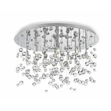 Neve ceiling lamp in white chromed metal with 8 or 12 lights