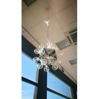 Reproduction de lustre Taraxacum avec structure en métal et sphère en verre avec 60 lumières G4 5 W