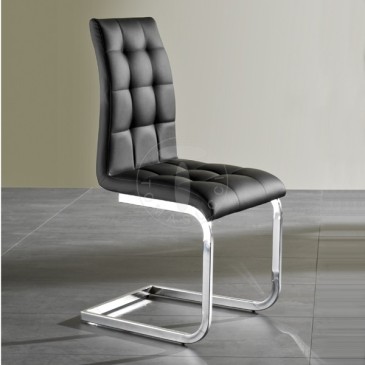 Ensemble de 4 chaises Cosy de Tomasucci avec structure luge en métal et recouvertes de cuir synthétique en trois finitions diffé