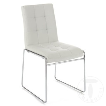 Ensemble de 2 chaises Alice de Tomasucci avec structure en métal chromé et revêtement en cuir synthétique disponible en deux fin