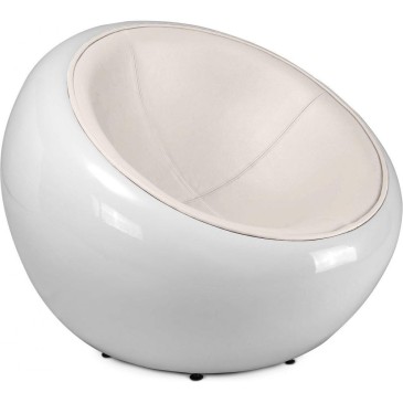 Riedizione poltrona Egg pod Ball Chair di Eero Aarnio in fibra di vetro e vera pelle