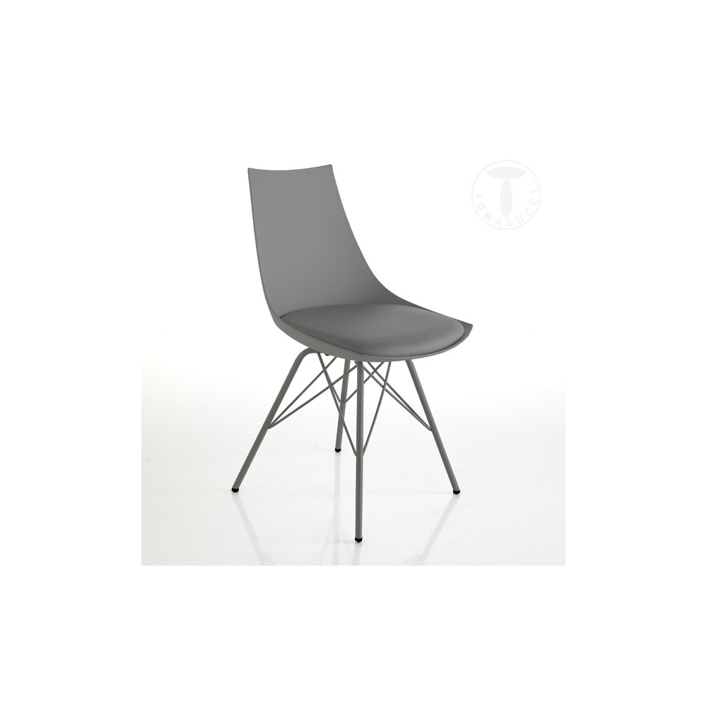 Set van 2 Kiki stoelen van Tomasucci met glanzend grijze metalen poten, polypropyleen schaal en zitting bekleed met synthetisch 