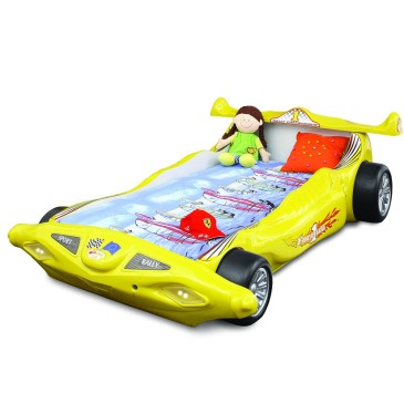 Wieg voor kinderen of meisjes in Mdf in de vorm van een F1-auto