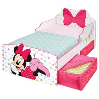 Cot with Minnie headboard in MDF and raised edges for fall protection