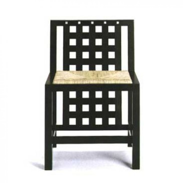 Reproductie van de Basset Lowk stoel van Mackintosh in zwart essenhout met of zonder armleuningen