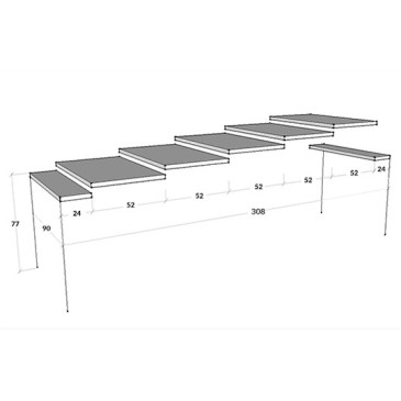 Holland extendable wooden console and aluminum frame extendable up to 308 cm with 5 extensions