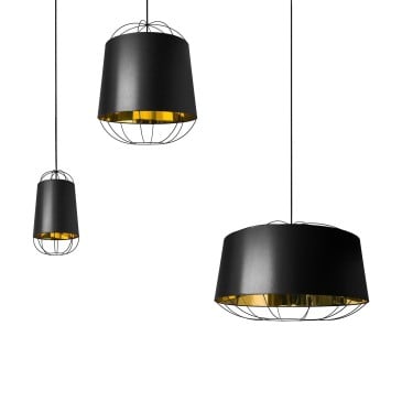 Suspension lamp Lantern in metal wire and pvc lampshade available in three different sizes