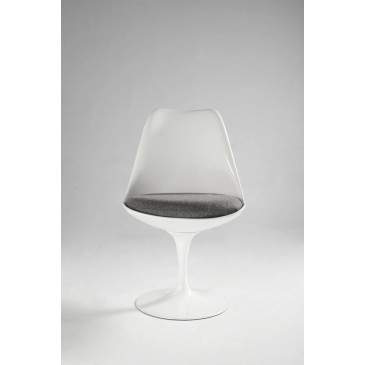 Réédition incomparable de la Tulip Chair par Eero Saarinen en Abs ou Fibre de verre avec base en aluminium et coussin en cuir ou