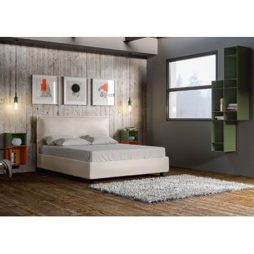 Alice double bed with container or without covered in removable imitation leather. Available in two colors