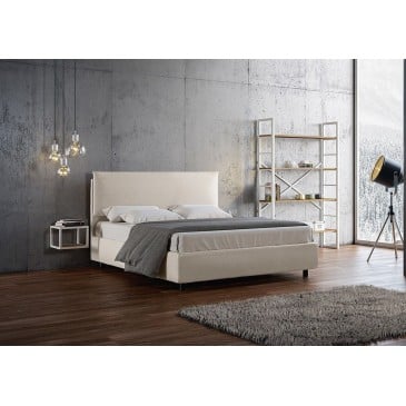 Ambra double bed with container or without upholstered in imitation leather completely removable in two colors