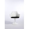 Riedizione poltrona Tulip di Eero Saarinen base in fusione alluminio e seduta in ABS cuscino in pelle vera o tessuto