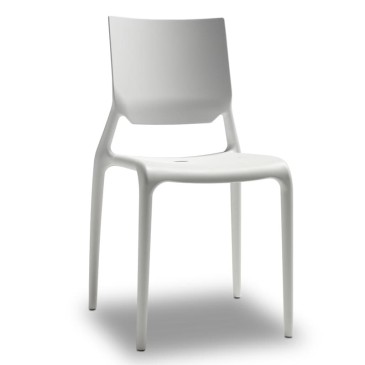 Chaise empilable Sirio en technopolymère, également adaptée à une utilisation en extérieur, disponible en plusieurs couleurs