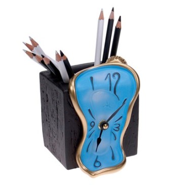 Table clock with white, light blue or black Figueras pencil holder