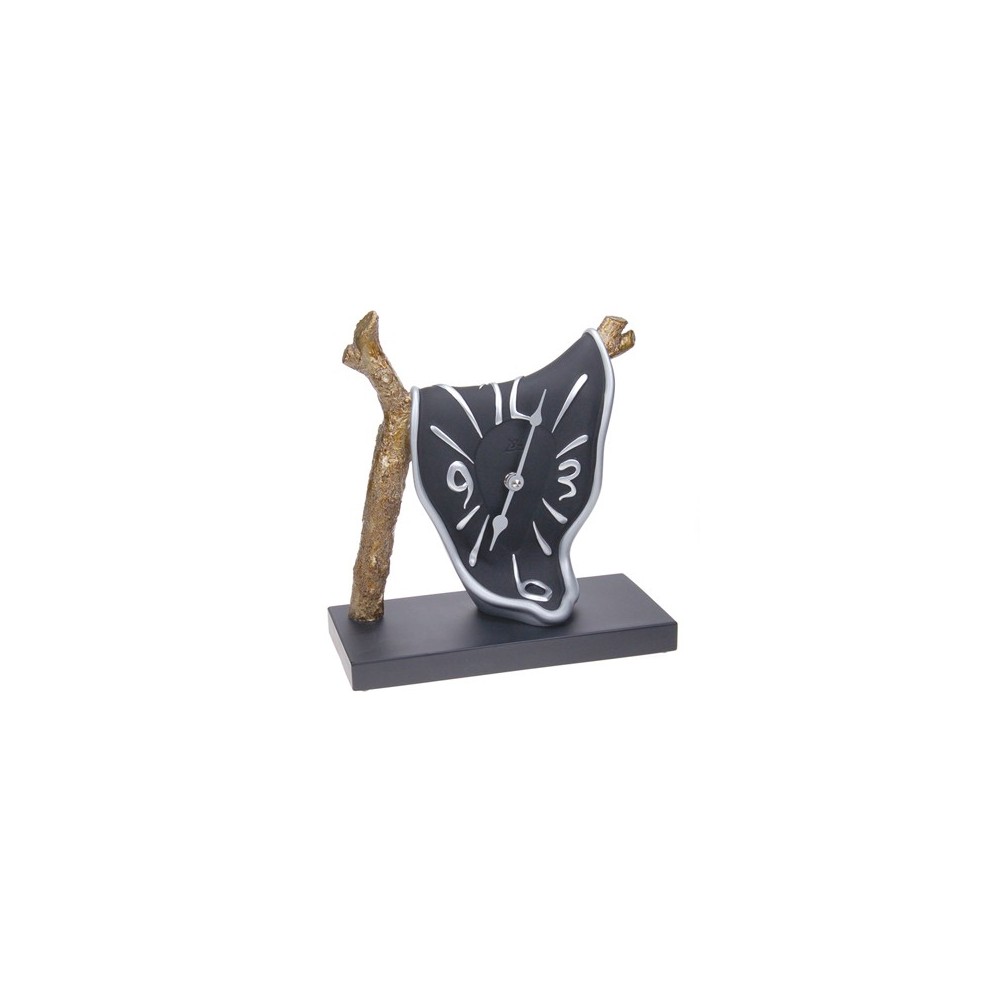 Horloge de table avec branche en résine décorée à la main, modèle Ramo