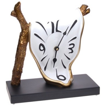 Branch model hand-decorated table clock in resin