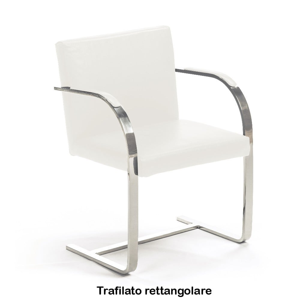Återutgåva av Brno-stolen av Ludwig Mies van der Rohe rörformad rund eller platt stång