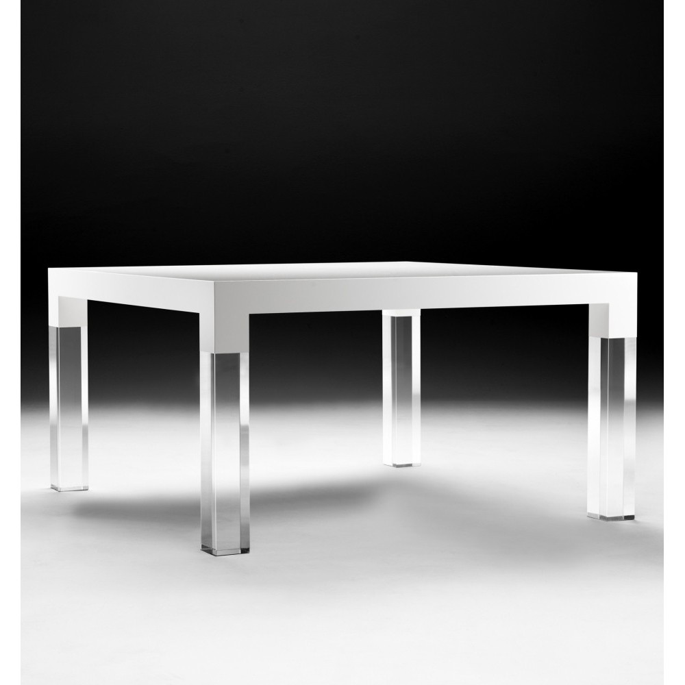 MIES table in solid wood and plexiglas legs