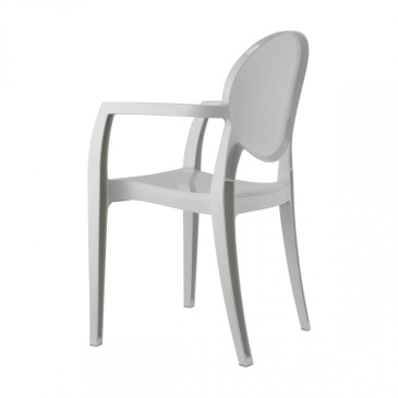 Weißer Iglu-Stuhl aus Technopolymer mit Armlehnen